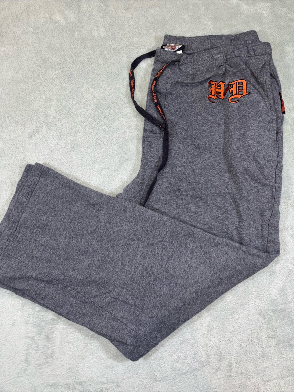 Vintage Harley-Davidson Gray Lounge Sweatpants Orange HD Logo Men's XL